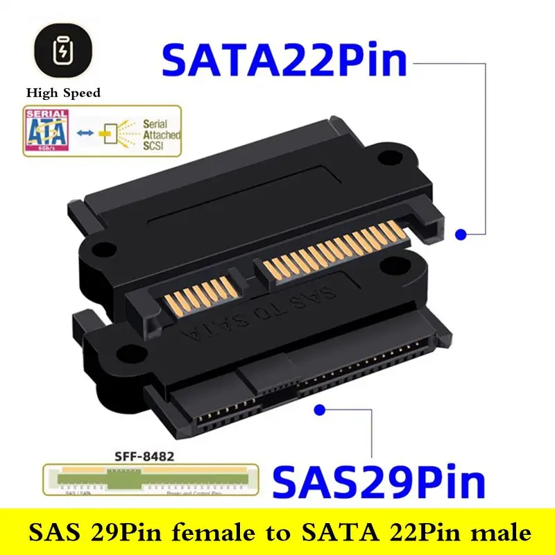 Adapter SATA do płyty głównej SFF-8482, zasilanie 15PIN podłączone do kabla SAS 29Pin do SATA, dysk twardy SAS 22 — zdjęcie produktu 4