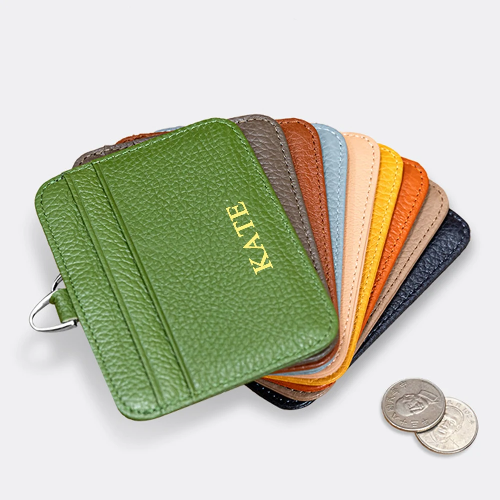 Custom Name Genuine Leather ID Card Holder With Lanyard Business Office Work Bus Card Holders Identity Badge With Neck Strap