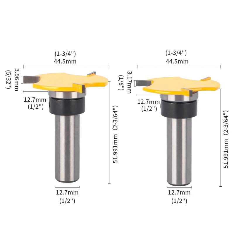 YUSUN 12.7MM SHANK T TYPE SLOTTING BIT WITH BOTTOM Z3 WoodworkingMillingCutterForWoodBit Face Mill Carbide Cutter End Mill Wood