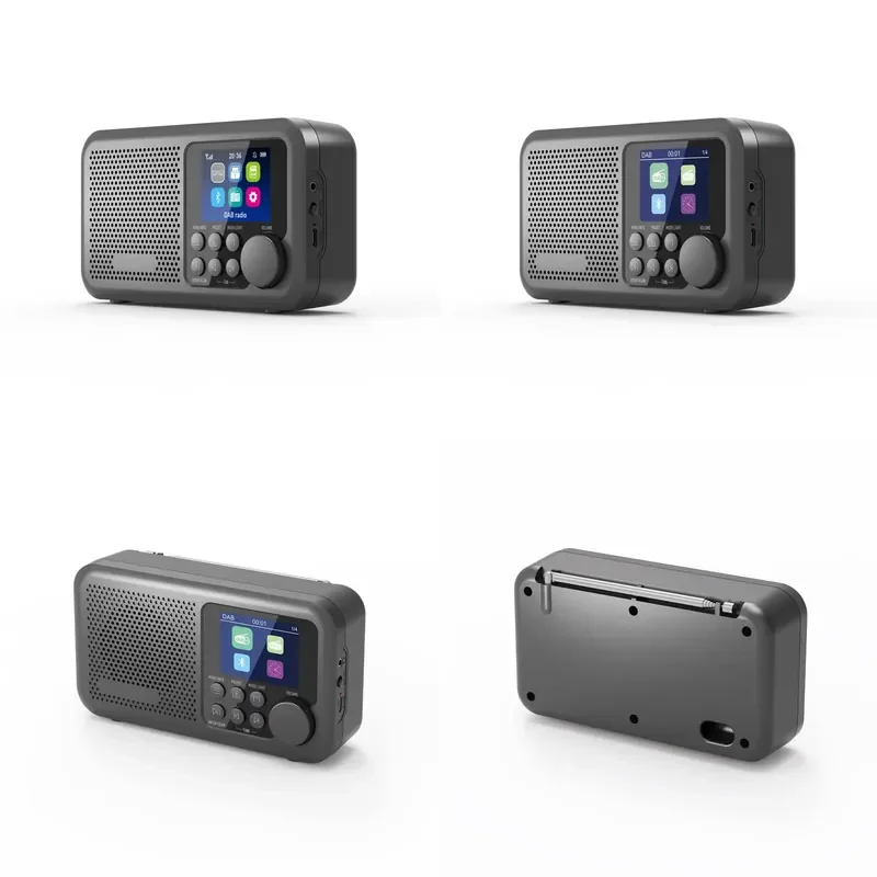 Portable DAB Radio Bluetooth USB Rechargeable Battery Dual Alarm Clock Sleep Timer 40 Preset Station 2.4 Inch Color Smart