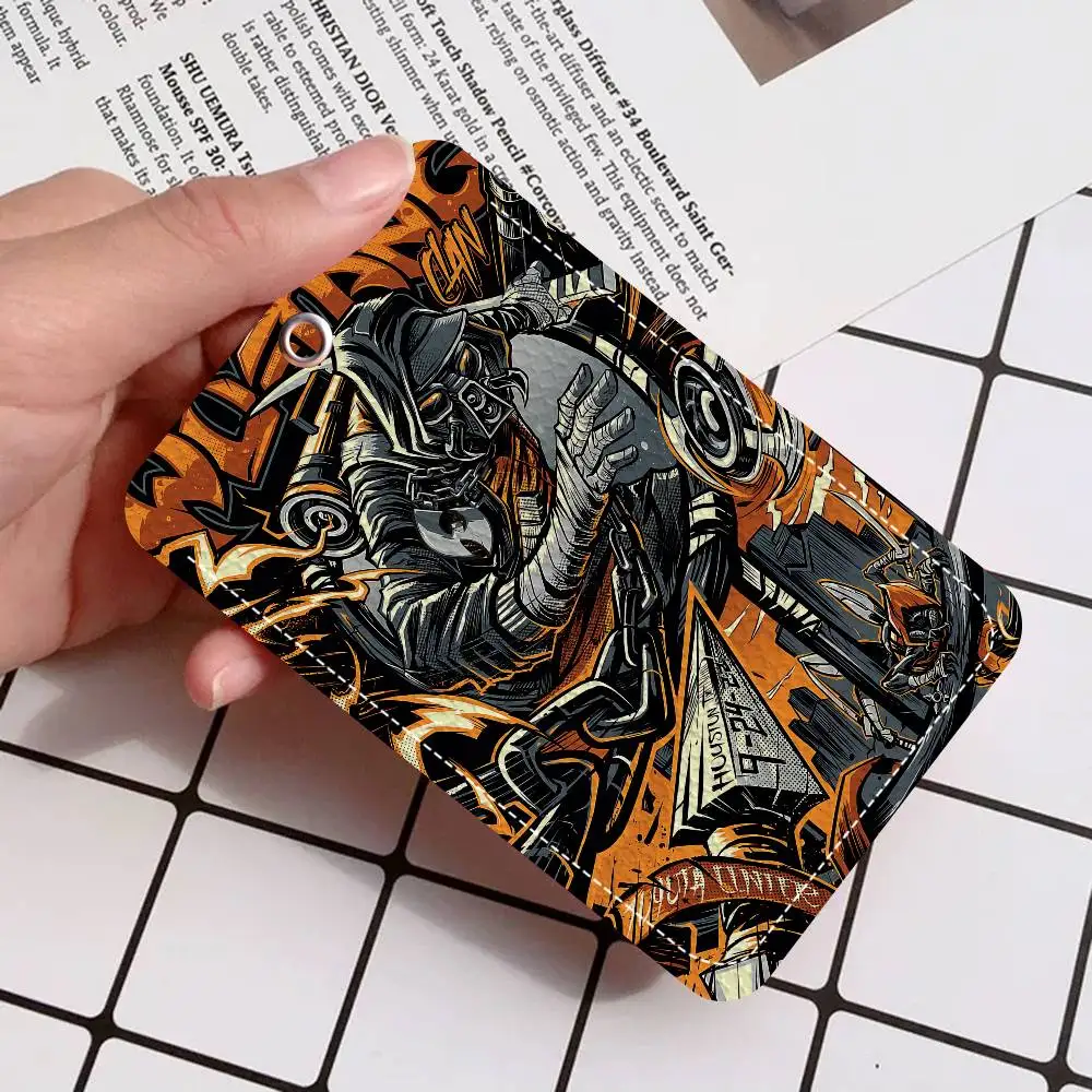 Singer WU-T--TANG Cool CLAN Style PU حامل بطاقة الوصول مع سلسلة مفاتيح - حماية تنفيذية لبطاقة البنك، مترو الأنفاق، حافظة بطاقات الحافلة #4