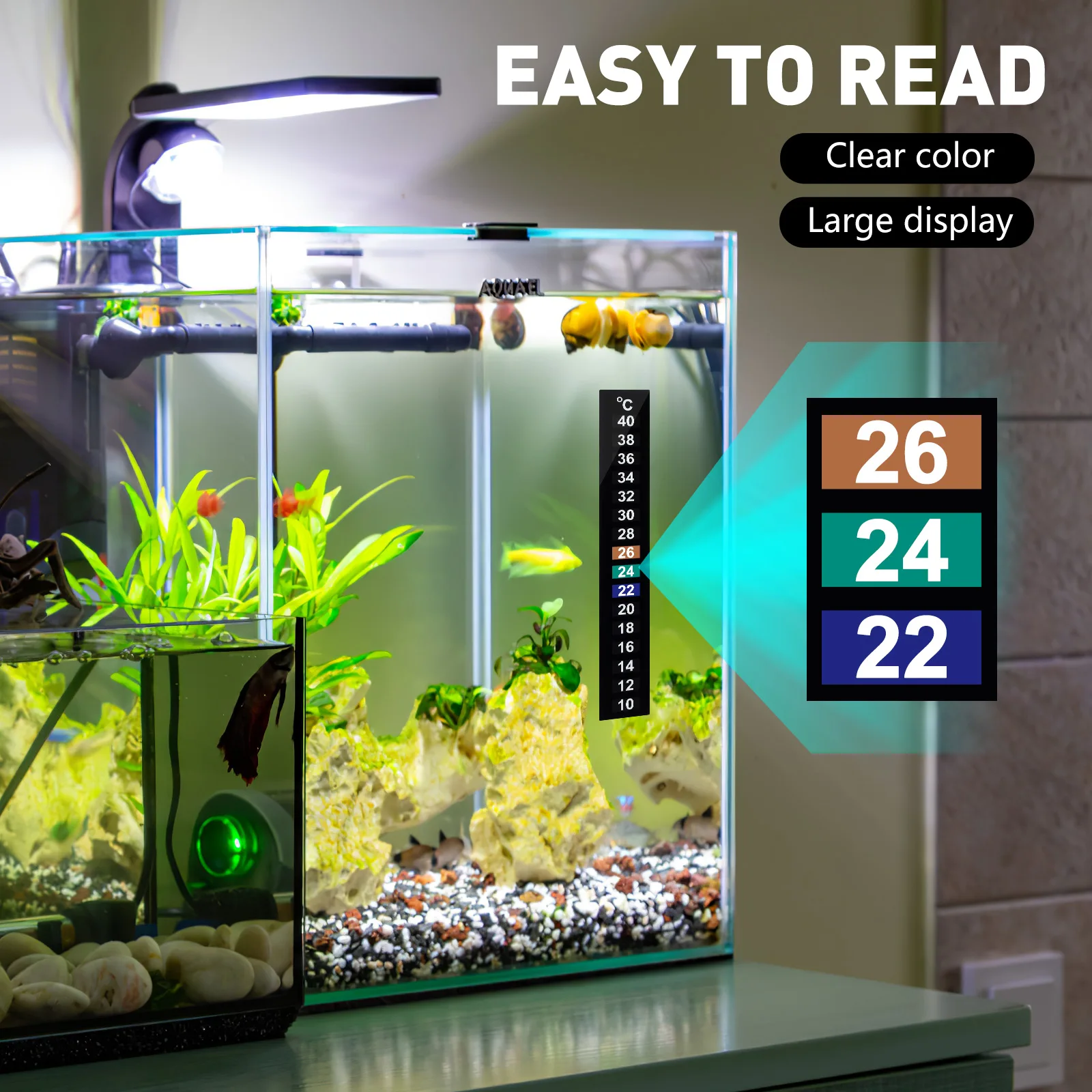 

10pcs LCD Thermometer Aquarium Temperature Strips Adhesive Color Coded Fish Tank Brewing Traditional