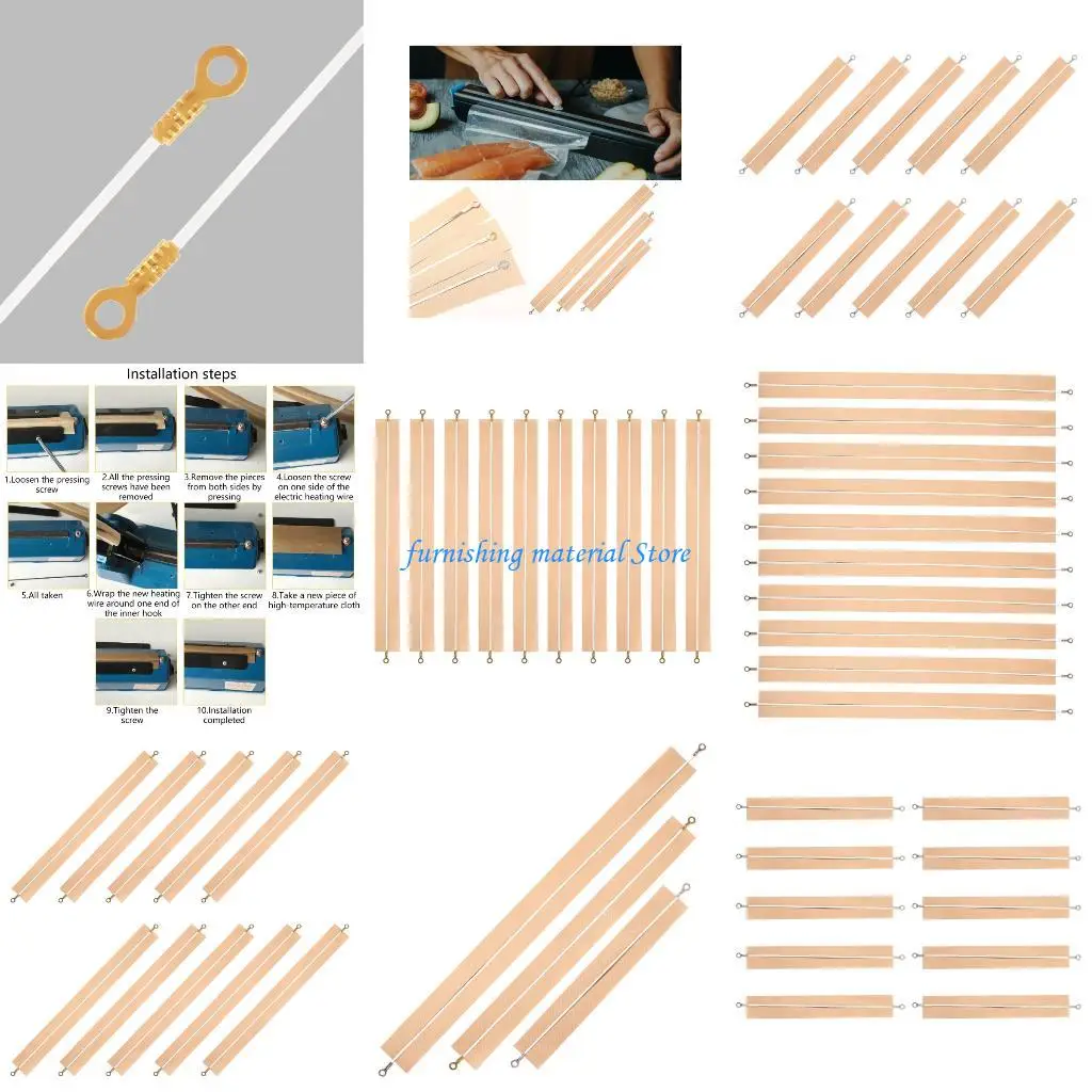 

Y5GD 10PCS Sealing Machine Heating Coils Component For Pulse Sealers Heat Resistant Fabric And Wire 3 Length Option Included