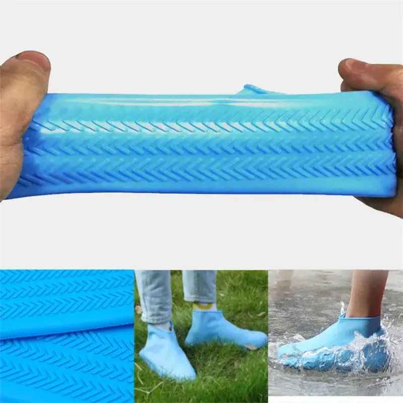 1 Pair Reusable Latex Waterproof Rain Shoes Covers Slip-resistant Rubber Rain Boot Overshoes S/M/L Shoes Accessories