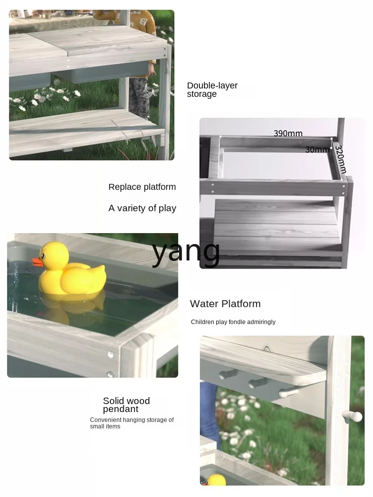 L'm'm Multifunctional Game Table for Child Solid Wood Infant Double Table for Playing with Water and Sand