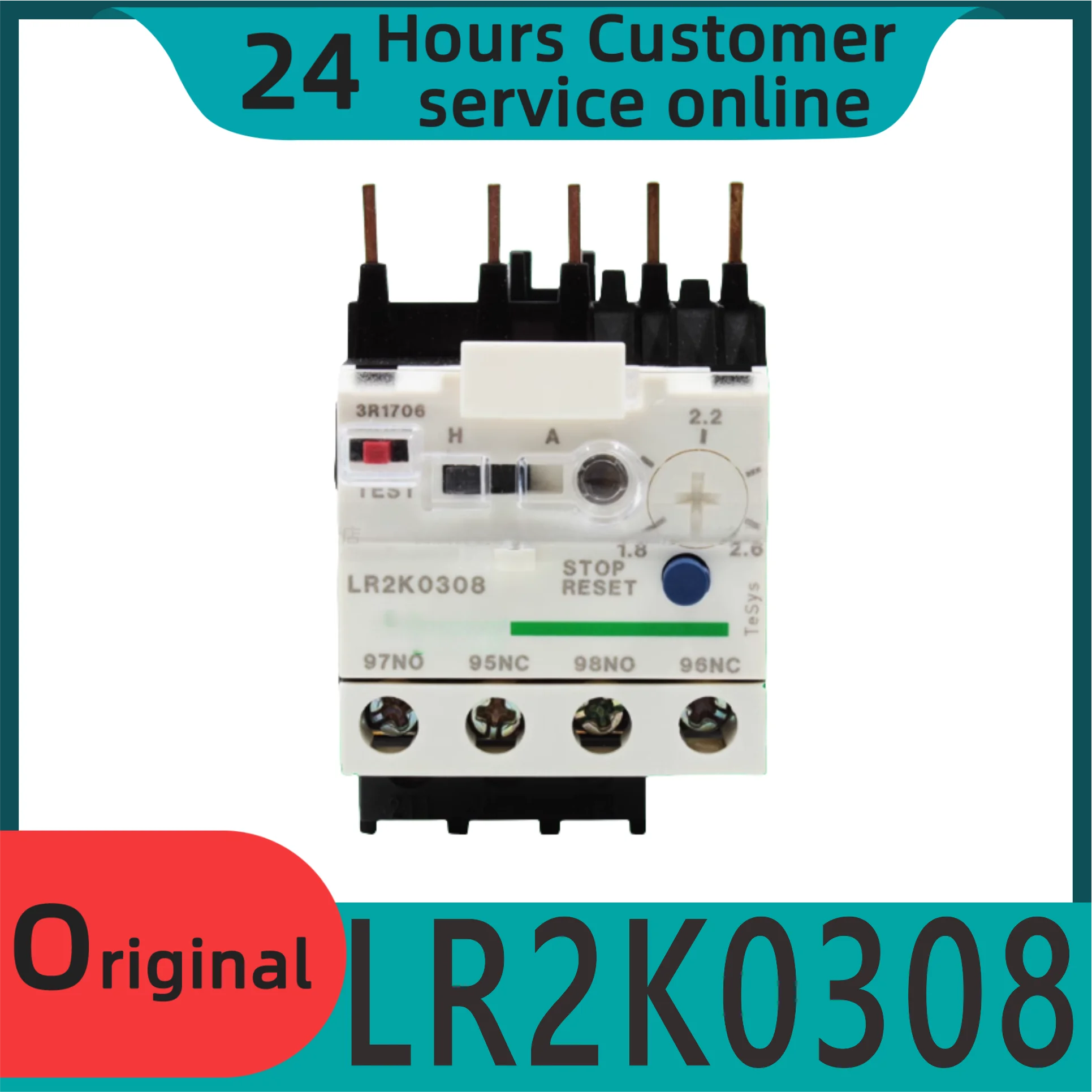 New Original Thermal Relay Lr2k Series, 1.8-2.6a, Lr2k0308