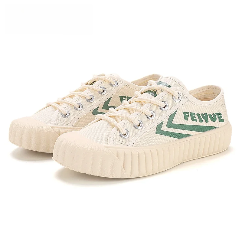 

Feiyue Spring New Women's Canvas oes Versatile Cookie Trendy Faion Low Top Lace up round Toe Rubber Outsole Color Blo