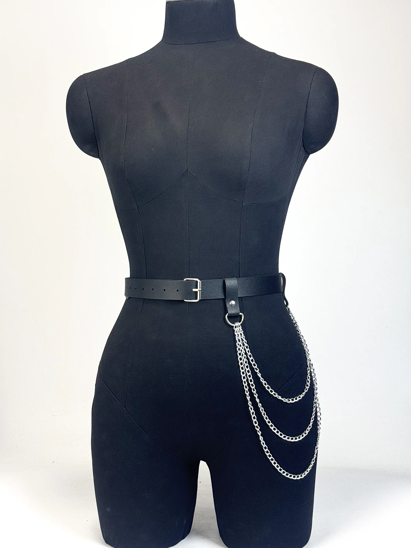 Verstellbarer Ledergürtel für Damen, sexy Mode-Taillengurt im Gothic-Stil mit Kettendetail, Festival-Schmuck für Mädchen, Geschenk – Detail 8