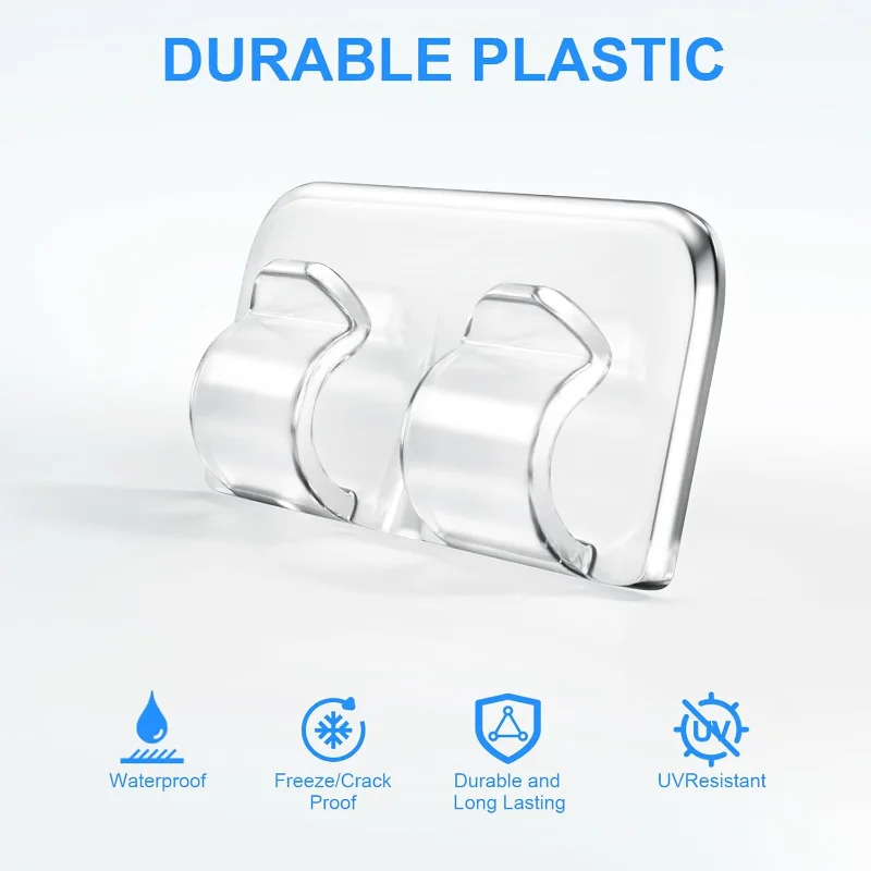 خطافات لمشابك أضواء سلسلة خارجية 26 قطعة خطاف إضاءة عالي التحمل مع شرائط لاصقة مقاومة للماء لتعليق إضاءة عيد الميلاد #2