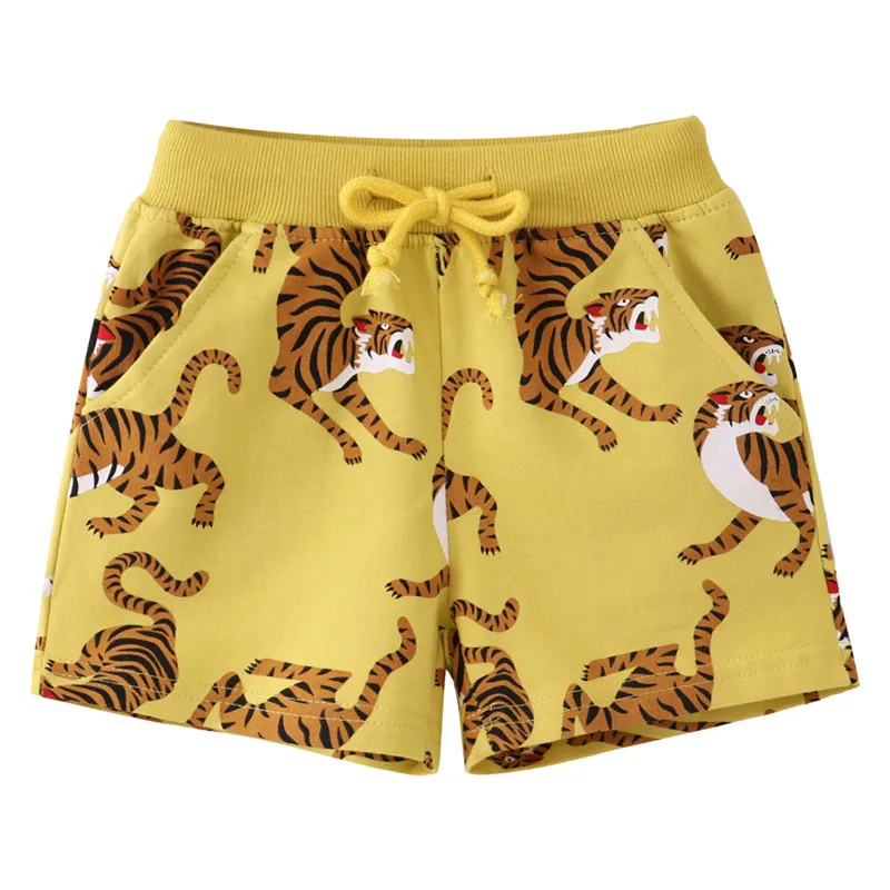 Jumping Meters Summer Tigers Print Boys Shorts Drawstring Cotton Hot Selling Animals Toddler Kids Short Pants