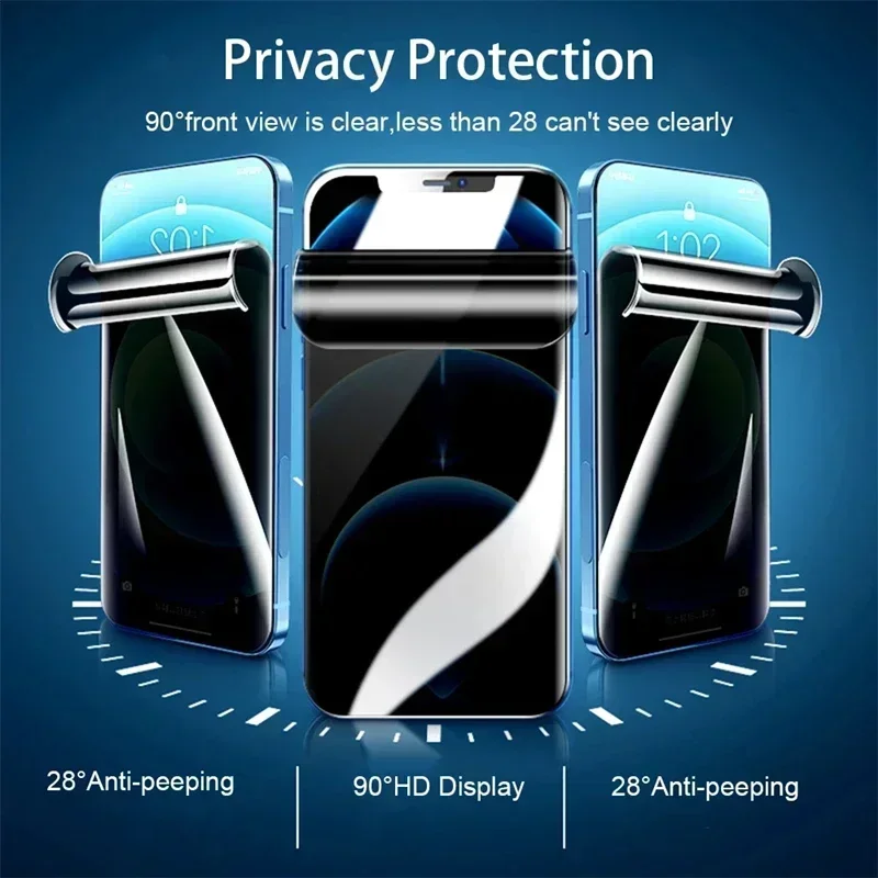 4Pcs Anti-Spy Hydrogel Film for IPhone 14 11 12 13 15 Pro Max Privacy Screen Protector for IPhone 12 13 Mini X XR XS MAX 7 8Plus