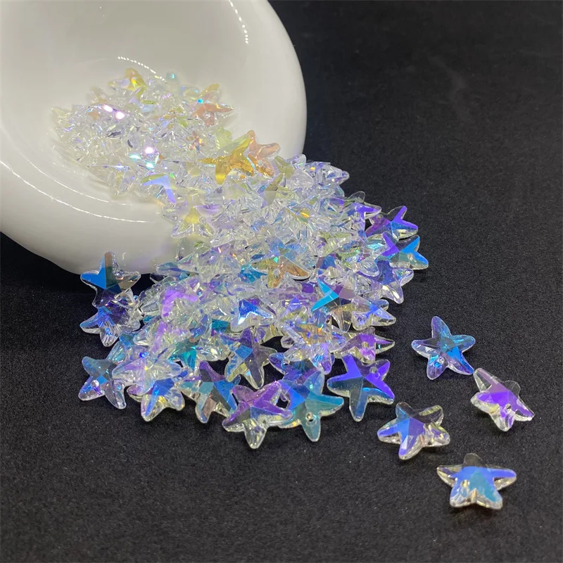 

100PCS/lot 14mm Starfishh Loose Beads Handmade Crystal Loose Spacer Bead For Jewelry Making Handmade DIY Bracelet Necklace