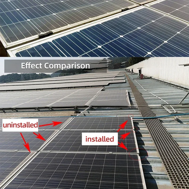 Solar Panel Drainage Clips Roof Solar Panel Frame Cleaning Photovoltaic Panel Water Guide & Mud Clamp Auto Remove Stagnant Water