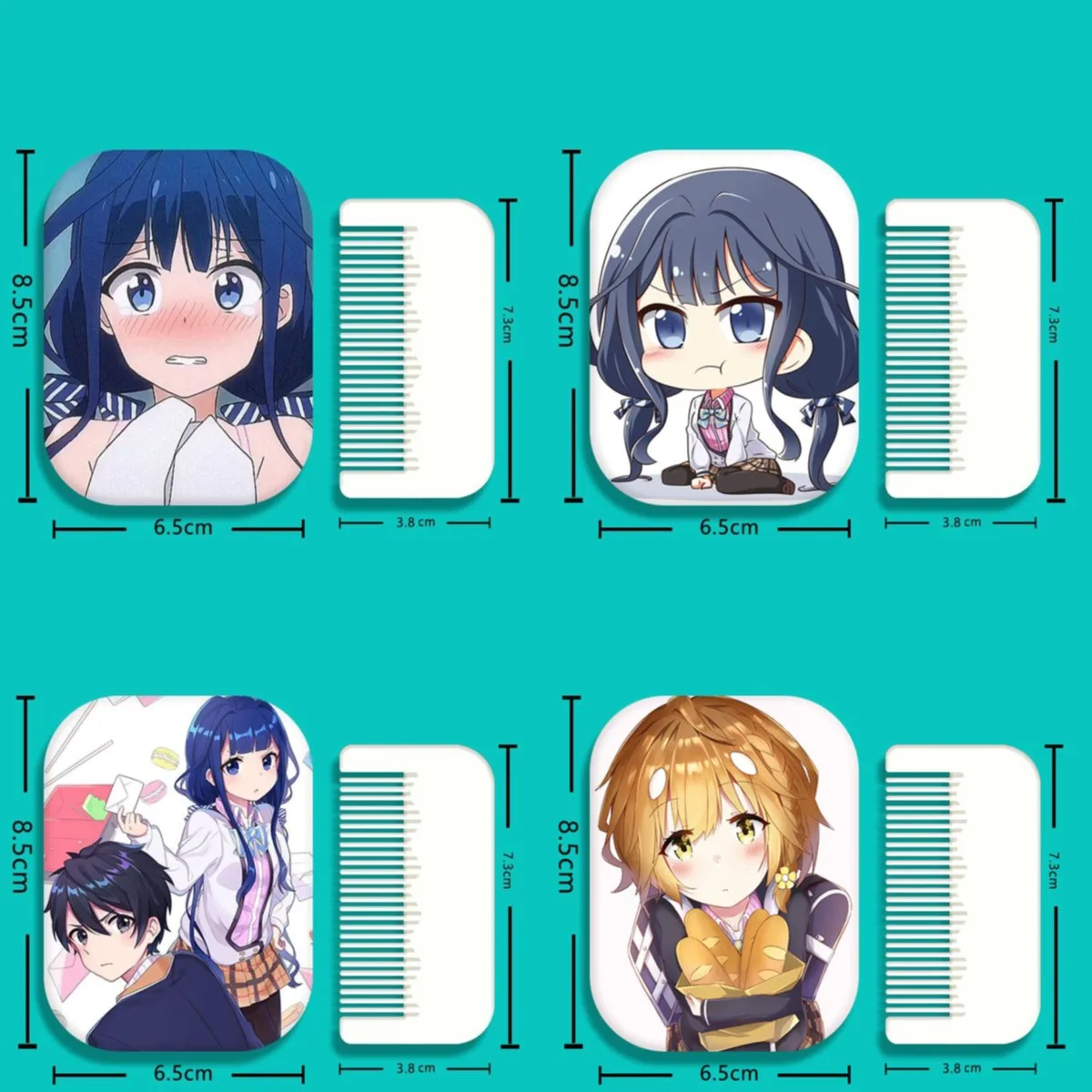 8x6cm, Masamune kun no Revenge, Folding Single-side Makeup Mirror, Portable Travel,Mini Pocket,Anime Cute Girls Kids,Rectangular