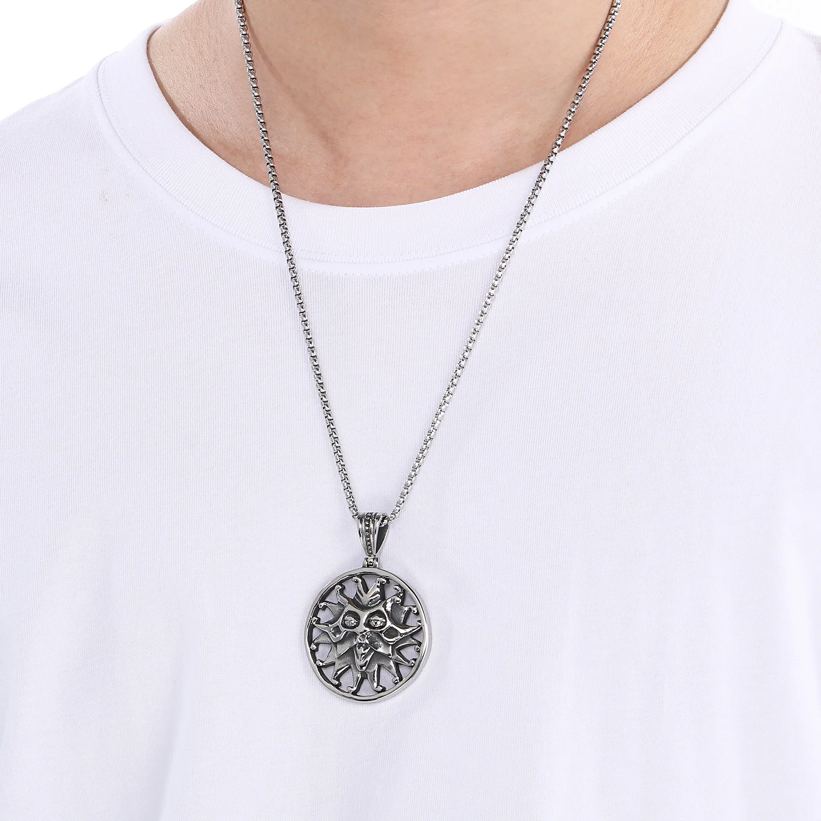 Wicked Sense Sun Flower Pendant With 60cm Necklace - Stainless Steel 316L - KP32835-D