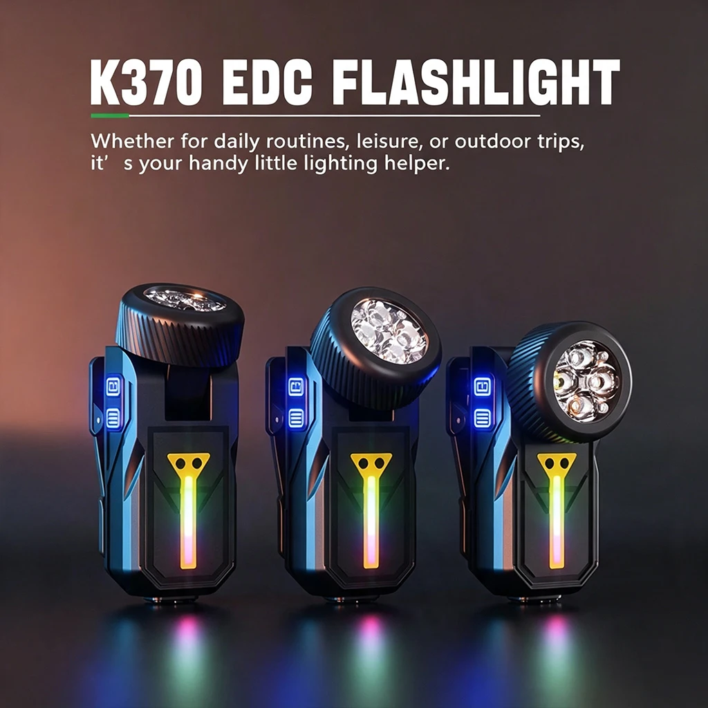Headlamp - مصباح يدوي K370 EDC قابل لإعادة