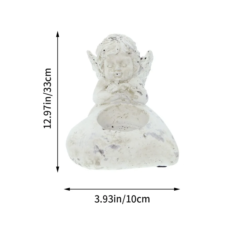2Pcs Angel Holders Creative Resin Desktop Decor Stable Wedding Party Adornment Stand Adorable Candleholder