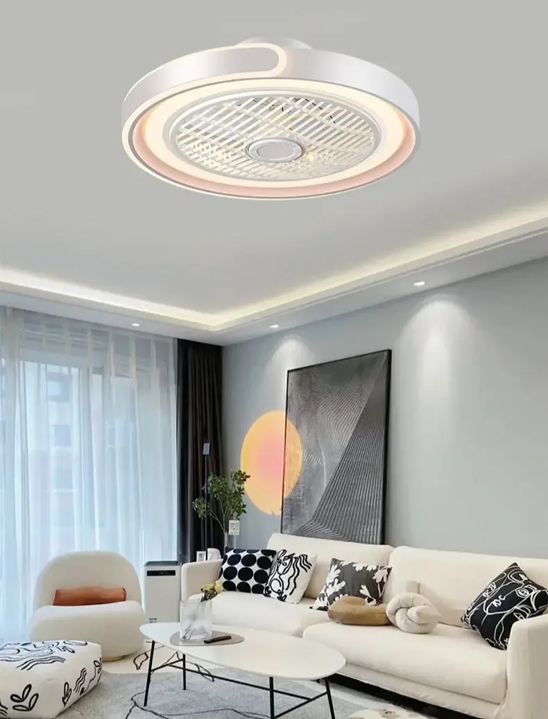 moderno ultra fina luz ventilador de teto 20cm app controle remoto lampada do quarto lustre interior home decor 01