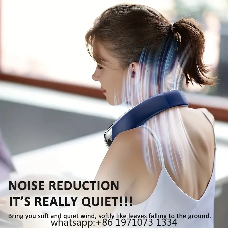1PC Wearable Neck Fan, Portable Air Conditioner with LED Display Screen, 360° Surrounding Wind, 2400mAh, 5 Gears, Low Noise