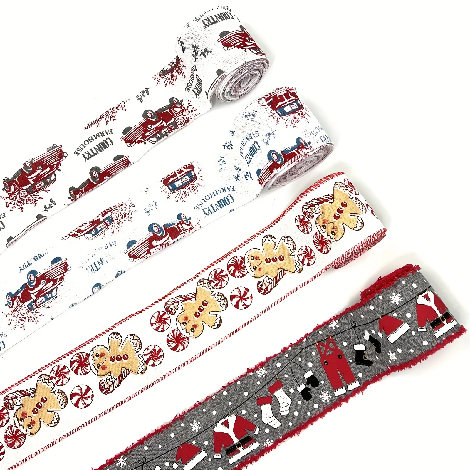 1pc 5 Yards Wired Ribbon,Red Truck with Christmas Tree White Snowflake Wired Christmas Ribbon for Christmas Tree, Party Decor