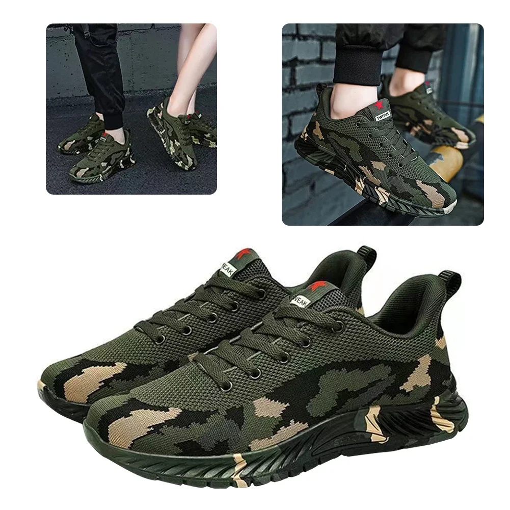 Mens Camouflage Sneakers Casual Running Shoes Cozy Lace-Up Outdoor Shoes Lightweight Breathable Sports Shoes for Running Walking