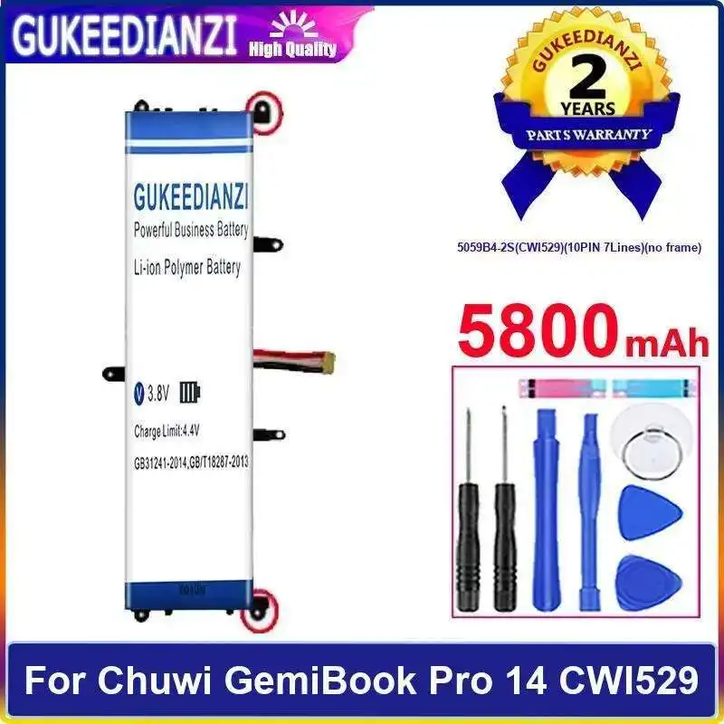 

Аккумулятор для ноутбука 5059B4-2S CWI529 10PIN 7 линий без рамки 5800 мАч для Chuwi Gemibook Pro 14