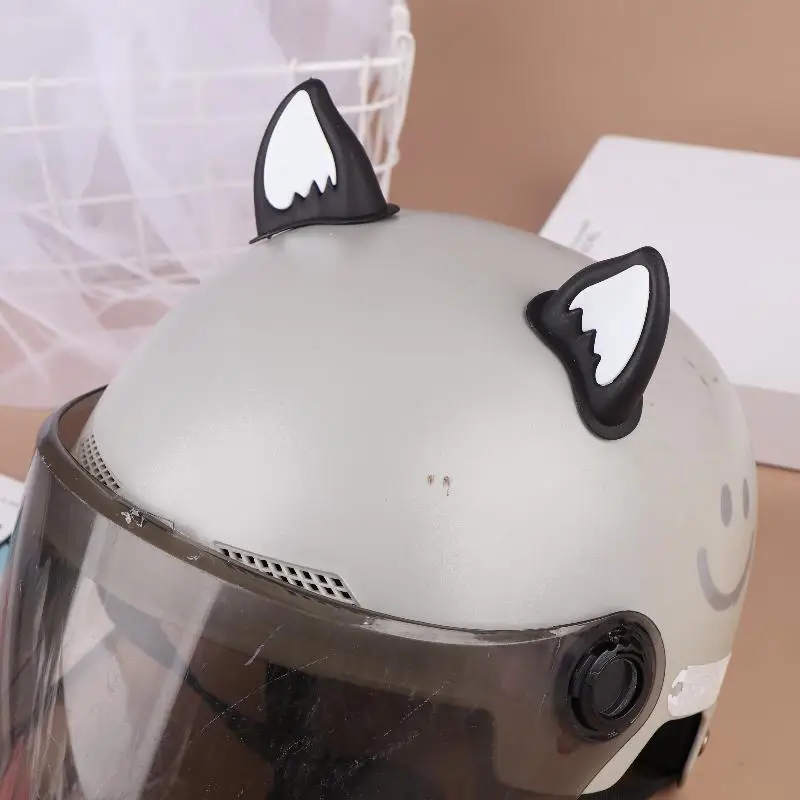オートバイヘルメット猫耳装飾ヘルメット耳アクセサリースクーター自転車粘着バイク用スケートボード用サイクリング