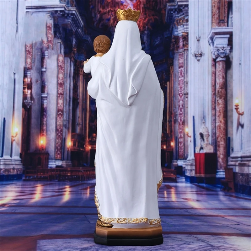 

Detailed Holy Mother With Infant Sculpture Durability Resin Marys Statue Table Centerpieces For Shelves Countertops