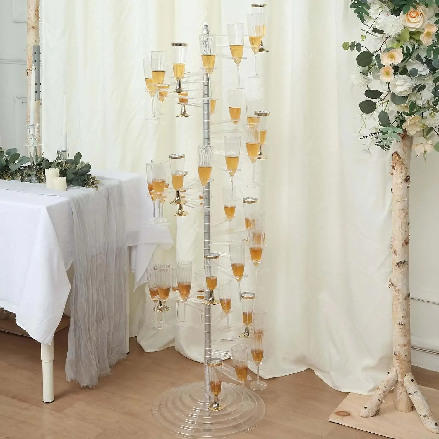 Spiral Clear Acrylic 45Ft Champagne Flute Bar Rack Stand Wine Glass Display Holder
