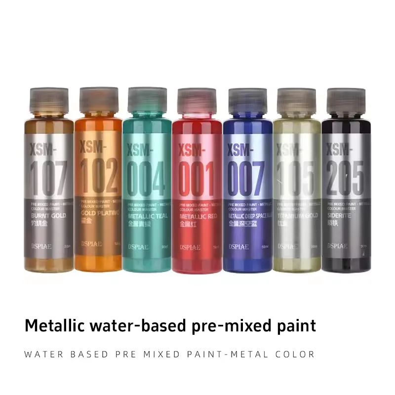 DSPIAE XSM Series 50ml Water Based Pre Mixed Paint-Metal Color for Gunpla Scale Model Building Tools Airbrush Spraying Assembly