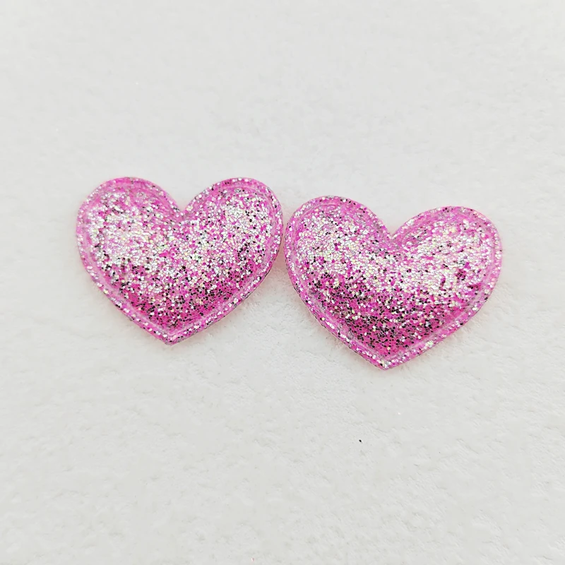 100 Stück 3,5x3 cm Glitzer-Herz-Stoffapplikationen für DIY-Nähprojekte, Kopfbedeckungen, Haarspangen, Schleifen-Dekorationen und Aufnäher für Kleidung und Hüte – Detail 18