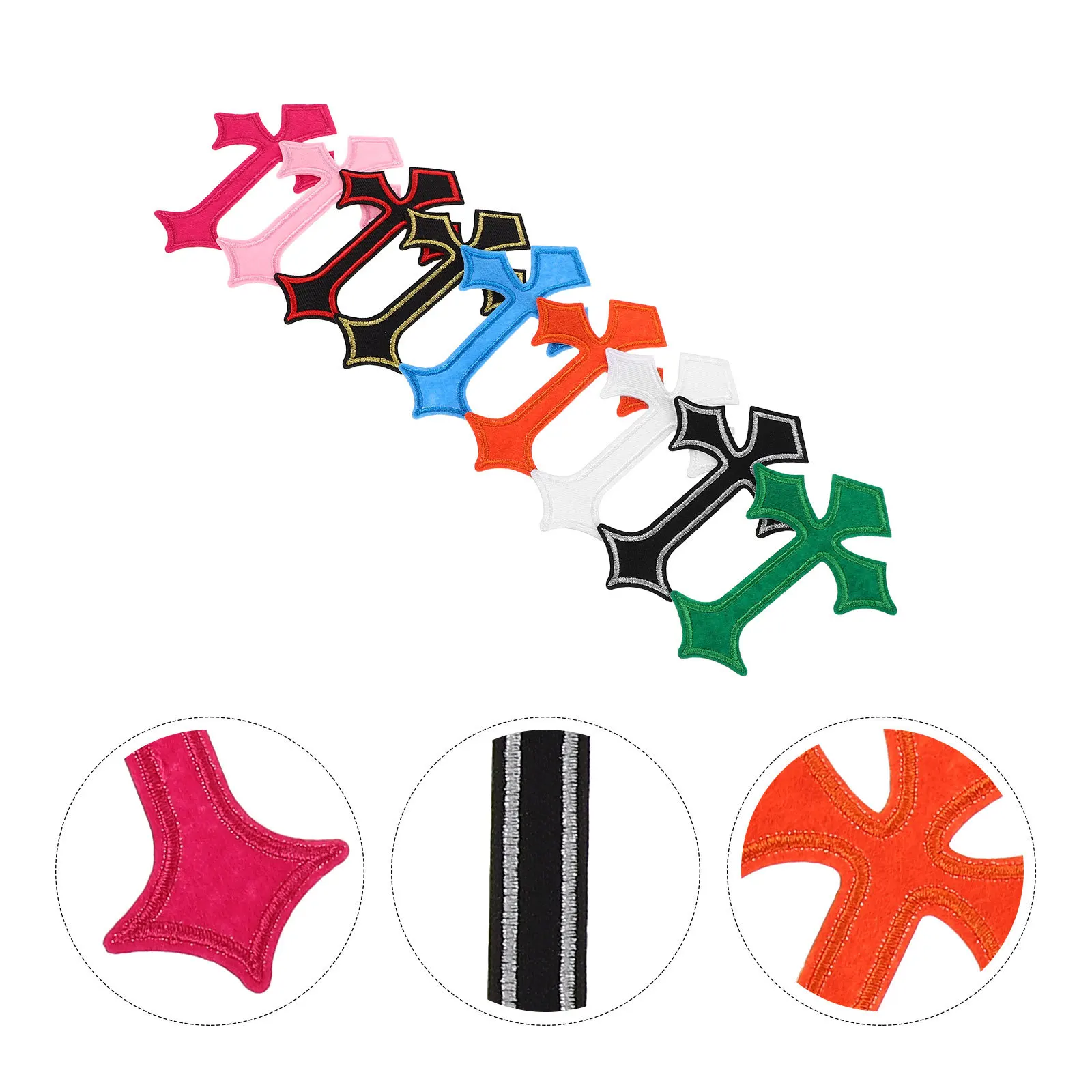 

45Pcs Fabric Applique Patches Embroidered Cross Design for Garments Jeans Hats DIY Fashion Accessory Sewing Craft Embellishment