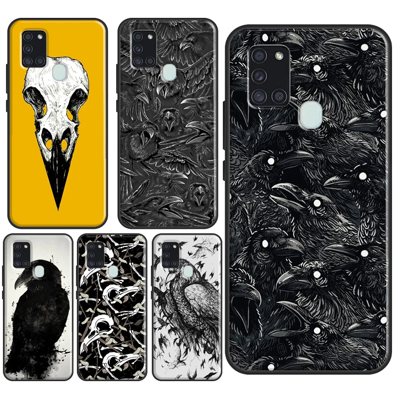 Raven Crow Skull pattern Case For Samsung Galaxy A52 A32 A22 A12 A13 A23 A33 A53 A73 A14 A24 A34 A54 A71 A51 Cover