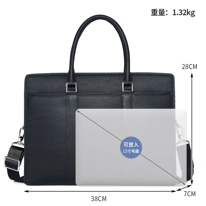 حقيبة يد رجال الأعمال حقيقية رسول حقيبة رجالية فاخرة حقيبة بسيطة المحمولة المحامي الرجال اجتماع جلد البقر حقيبة رسمية #6