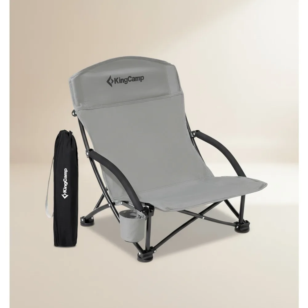 

Extra Wide Folding Beach Chair 300lbs Heavy Duty Lightweight Portable Outdoor Camping Picnic Seat with Cup Holder