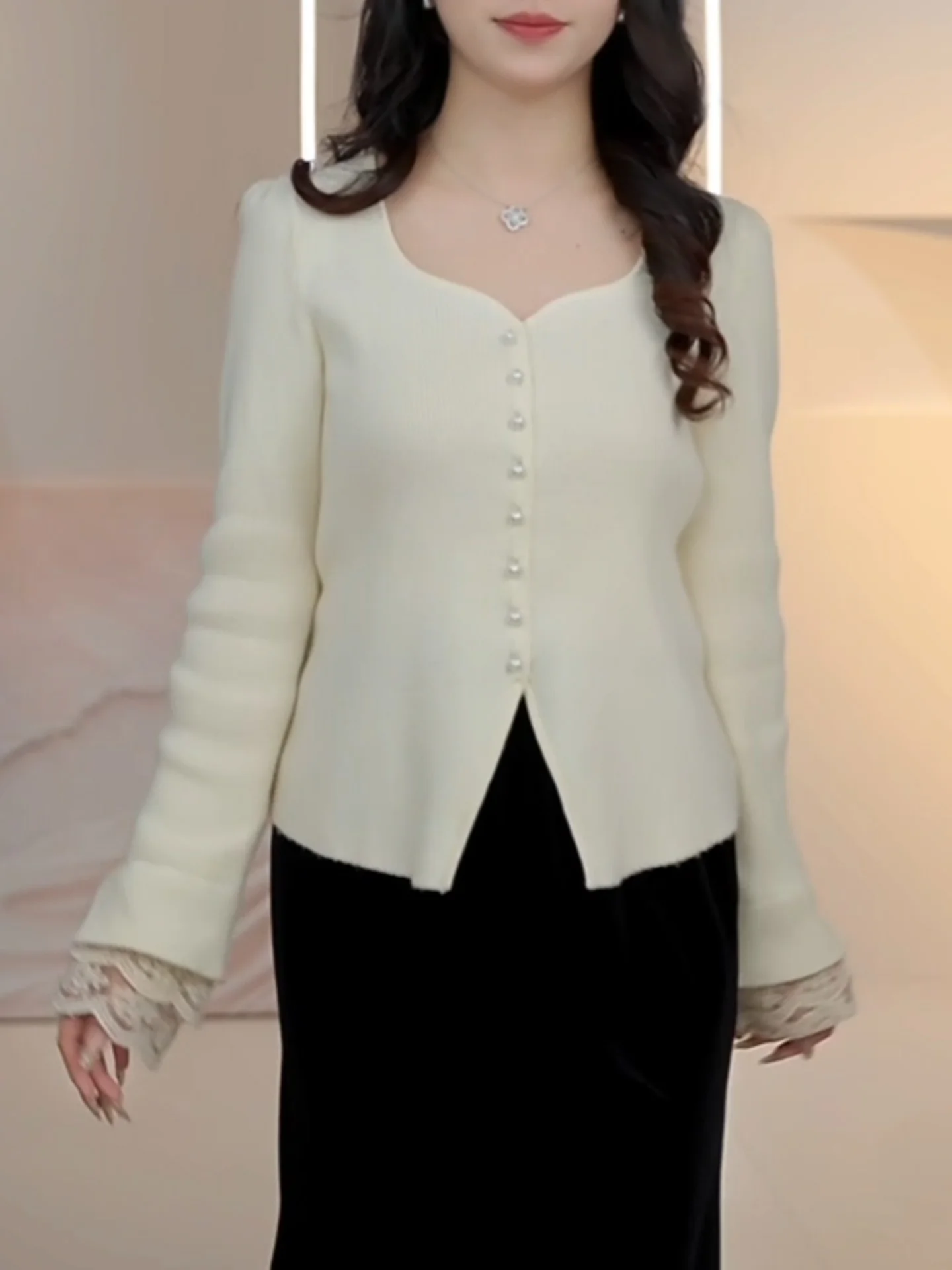 

Женский трикотажный кардиган-накидка с открытыми плечами, приталенный, белый, на пуговицах, с квадратным воротником, для ношения под одеждой, модный, повседневный