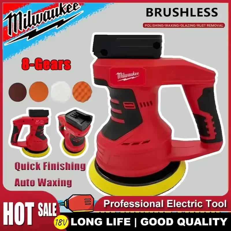 

Milwaukee Cordless 8 Gears Car Polisher Brushless Electric Polishing Machine Waxing Sanding Sealing Power Tools For 18V Battery