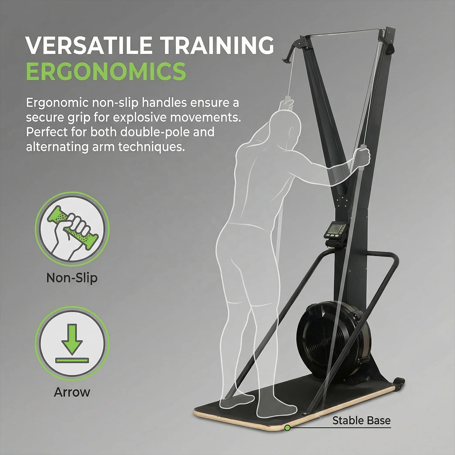 Heavy Duty Indoor Skiing Machine with Floor Stand for Commercial Gym Studio Sports Performance Full Body Workout Exercise