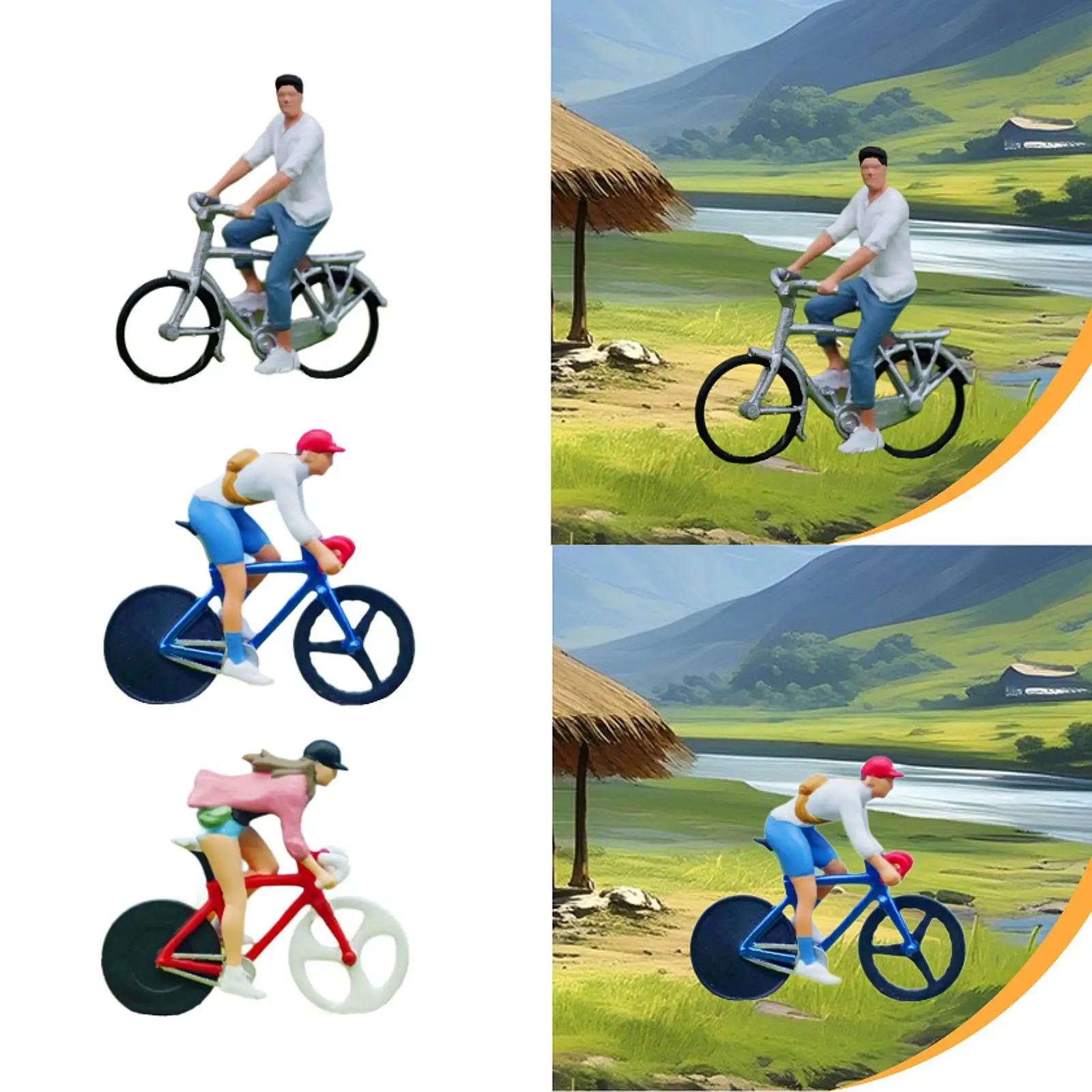 

1/64 Cyclist Cosplay Tiny People Model for Miniature Scene Diorama Dollhouse