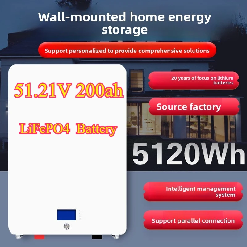 

51.21V 200ah household energy storage 10kwh solar photovoltaic large capacity, lithium iron phosphate battery inverter