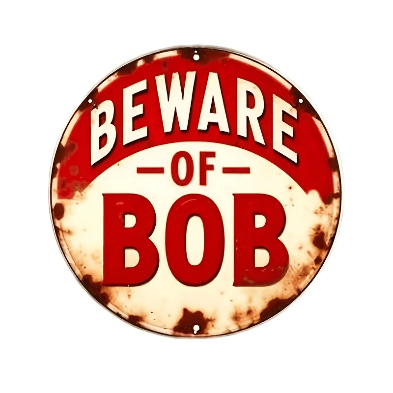 2D Flat, 1pc Retro Round Sign, 2D Flat Warning Round Sign, Bobs Sign - Retro Wall Decor, Suitable for Decorating Home,