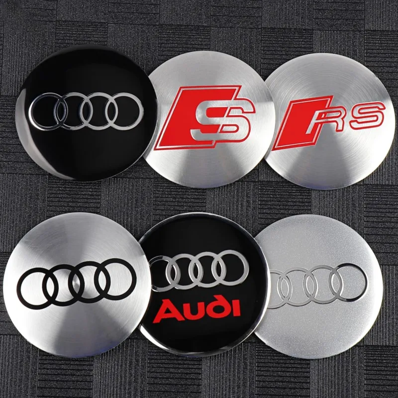 

56/60/65mm 4PCS Audi Hub Caps Car Wheel Center Cap Emblem Badge Sticker Decoration Accessories For Audi A1 A2 A3 S3 S6 Q3 Q5 Q7