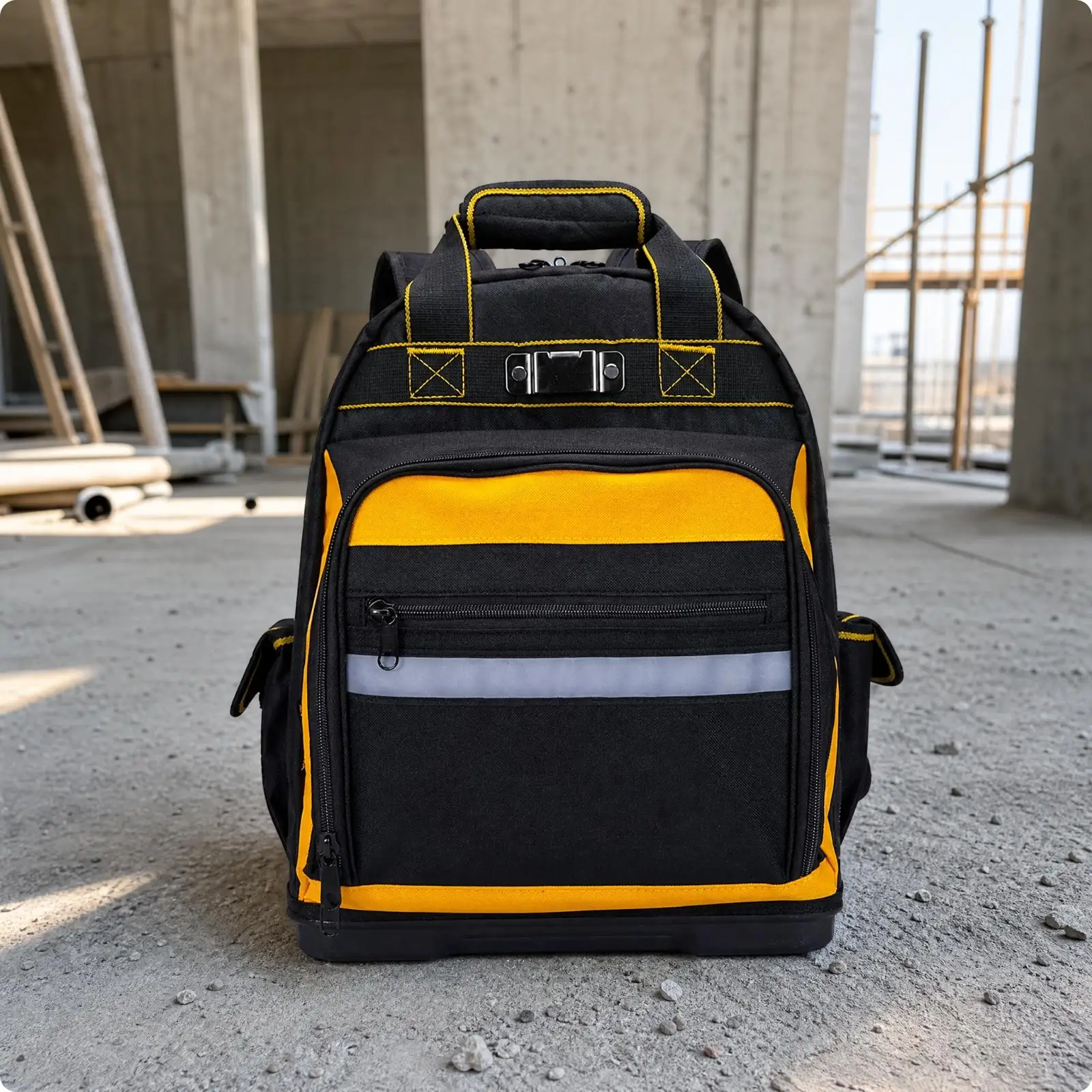 Heavy-Duty Tool Backpack Abrasion-Resistant Tool Backpack Work Pack Padded Reflective for Tradespeople, Job Site, Workshop