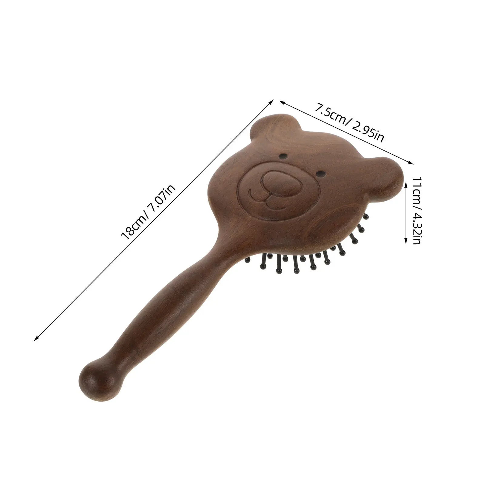 Wooden Handle Bear Form Massaging Brush with Soft Cushion for Effective Scalp Circulation Perfect for Home Or on The Go Massage