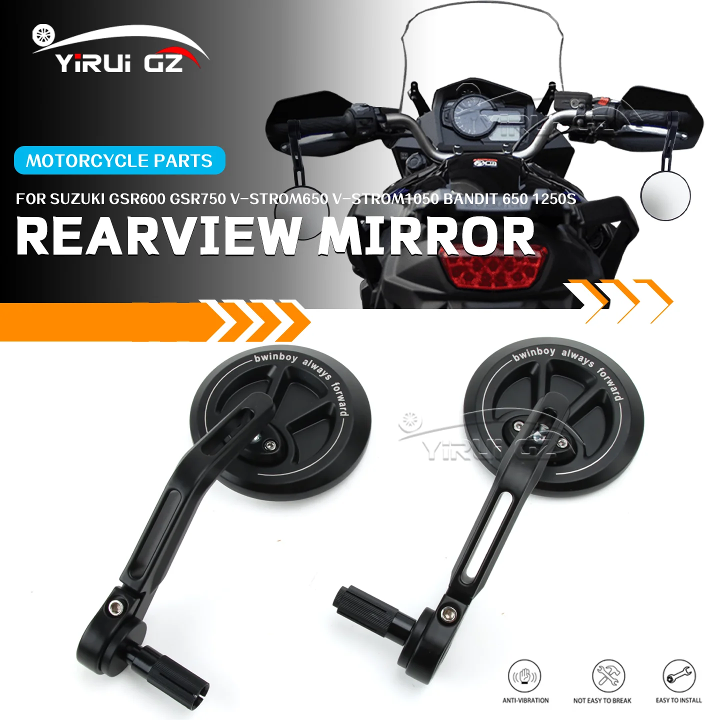 Motorcycle Rearview Handlebar Rearview Mirrors FOR Suzuki GSR600 GSR750 V-Strom 650 V-Strom 1050 Bandit 650 1250s Side Mirrors
