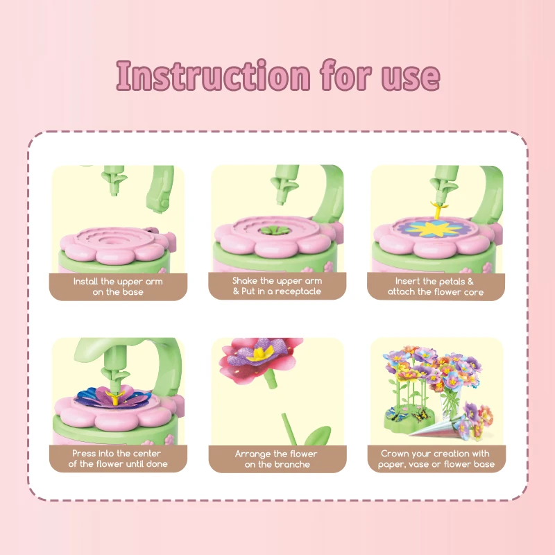 Handmade DIY Simulation Bouquet Set Embossing Machine Toys DIY Flower Craft Kit Parent Child Interactive Puzzle Toys Girls Gifts