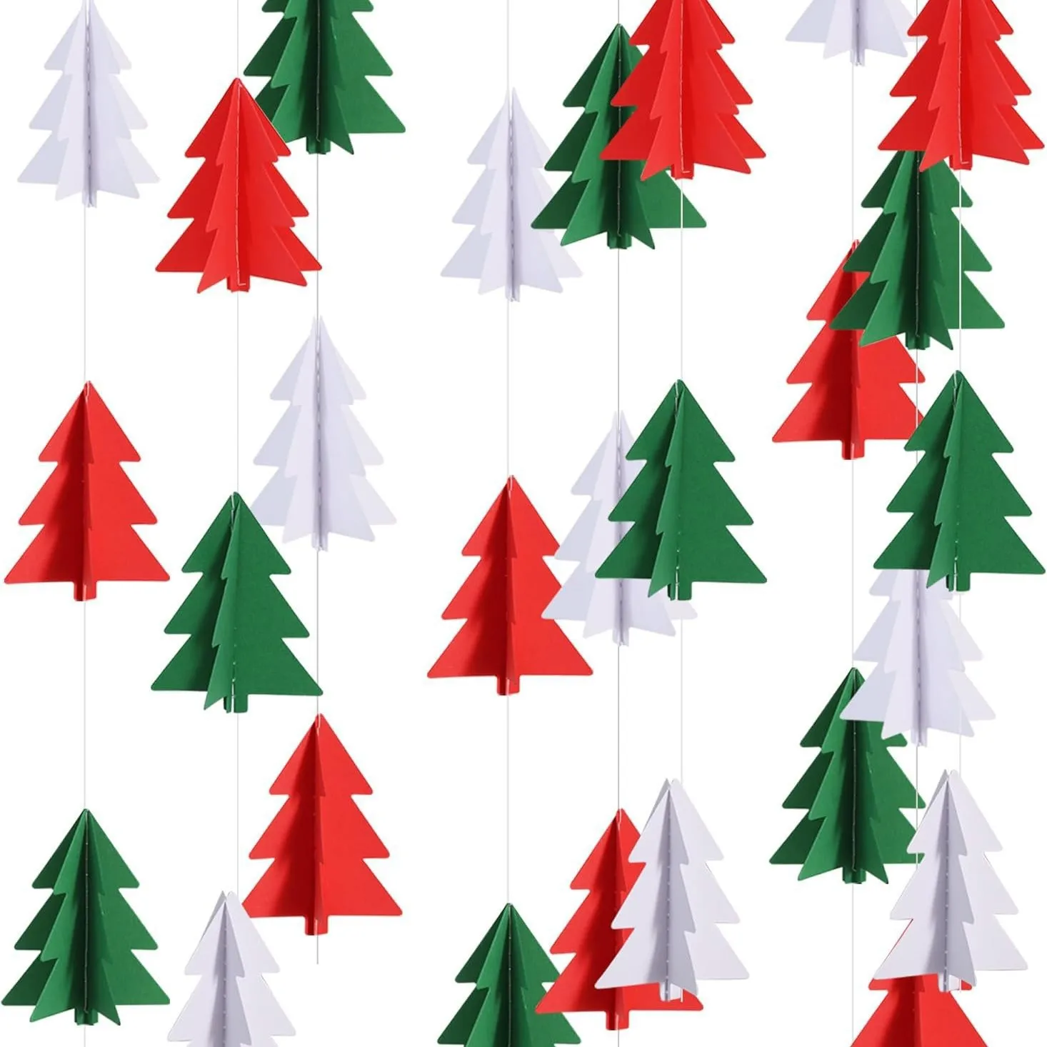 Guirnaldas de papel de árbol de Navidad 3D, colgantes colgantes, colgante de árbol de Navidad, Navidad, Feliz Navidad, decoración de pared de fondo