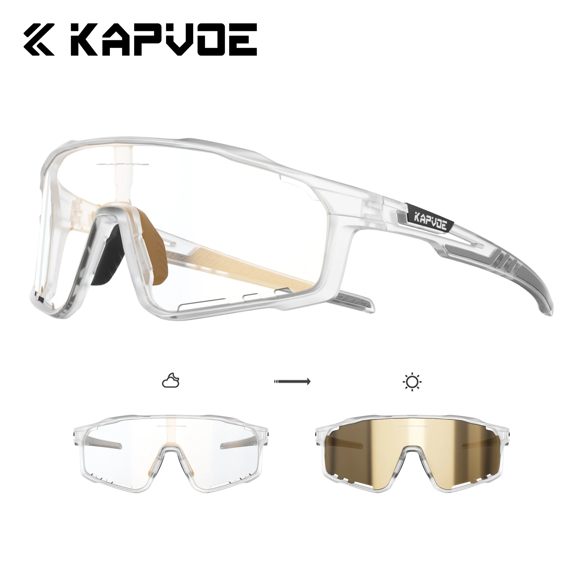 Kapvoe Photochrome Sonnenbrille für Herren, Fahrradbrille, MTB, Damen, Sport, Geschwindigkeit, Mountainbike, Fahrrad, Zyklus, Brillen