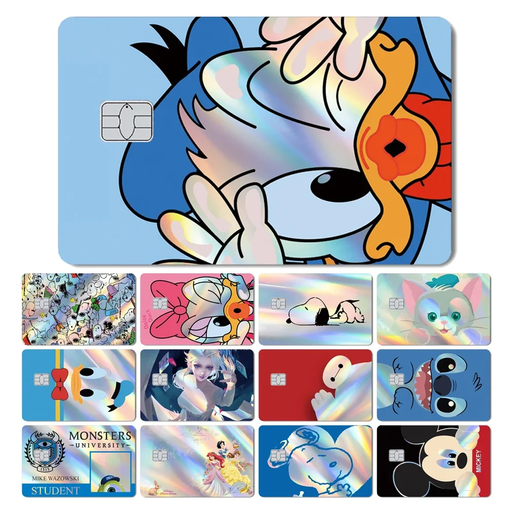 

Волшебная акула, мультяшный Дональд Дак, Микки, большой герой, стежка принцессы, лазерная голографическая пленка, наклейка на кожу для кредитной дебетовой карты