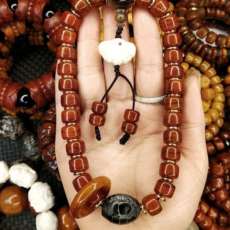 

Tibet Yak Bone Genuine Natural Men's and Women's Tibetan 108 Beads Hand-Held Rosary Bracelet Necklace Crafts